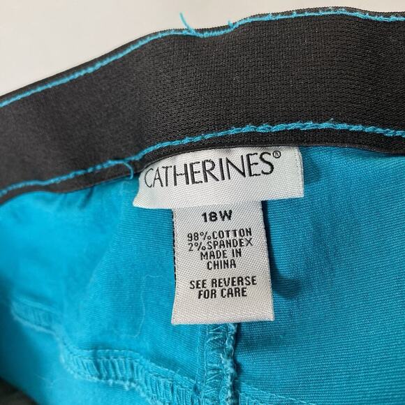 Catherines Plus Size 18 Capri Jeans Green Teal 5-Pocket - Picture 4 of 5